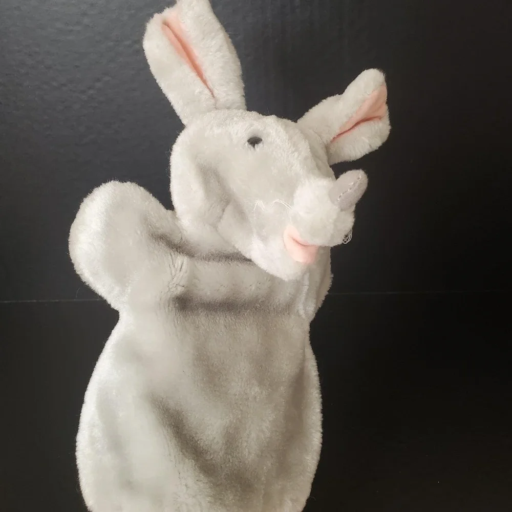 Vintage Gray Mouse Hand Puppet With Wired Tail Mitt Glove‎ Style